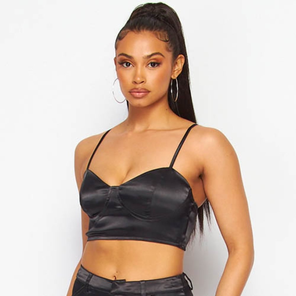 Hot & Delicious - Glamour Fest Satin Bustier Crop Top